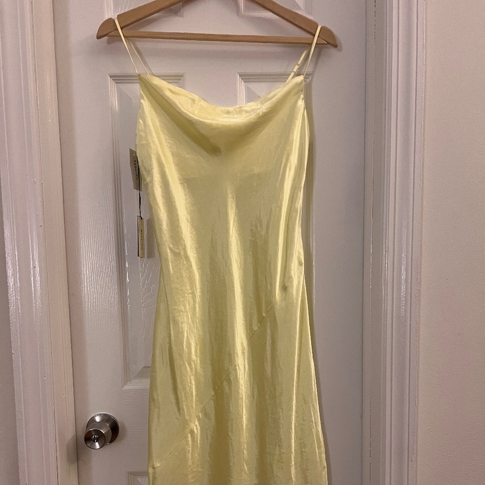 Aritzia Babaton yellow satin dress